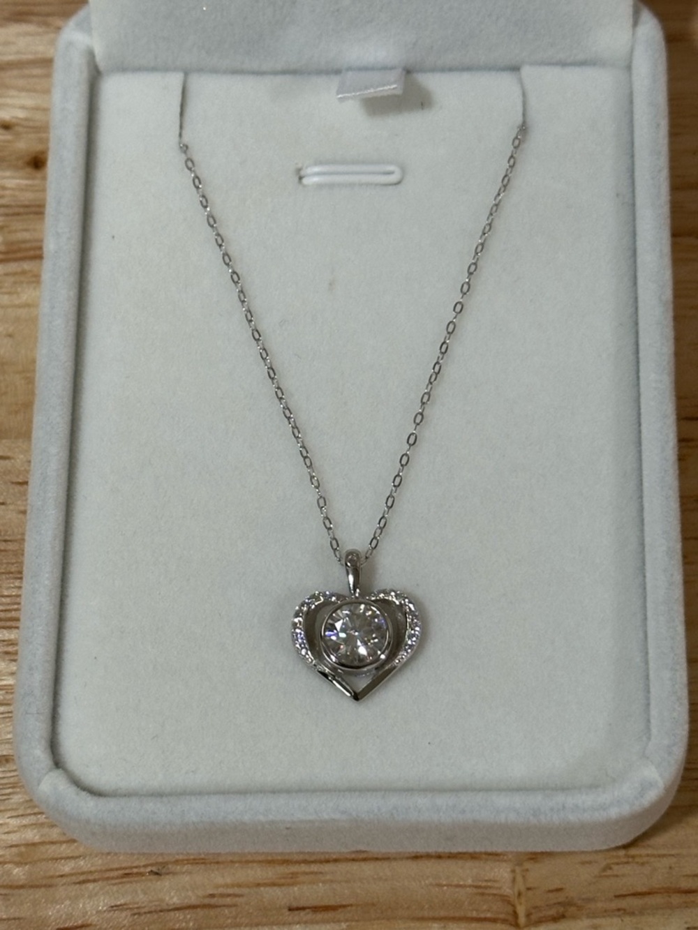 Moissanite Sterling Silver Heart Pendant Necklace with 1 carat Moissanite Stone